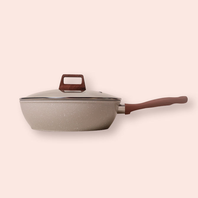 Marble Aluminium deep fry pan