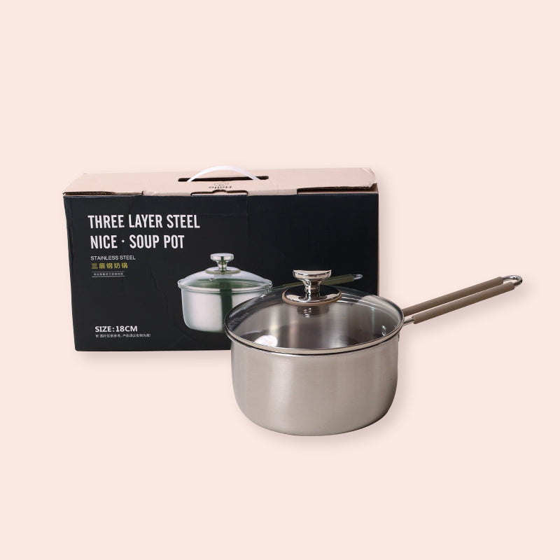 Stainless Steel Saucepan With Glass Lid