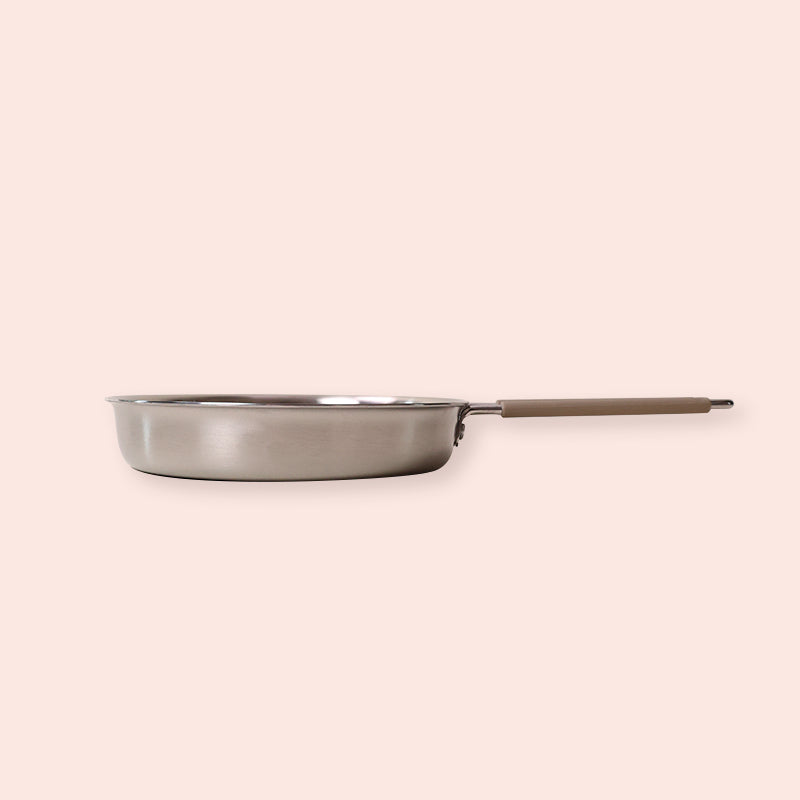 Stainless Steel Fry Pan with Silicone Handle