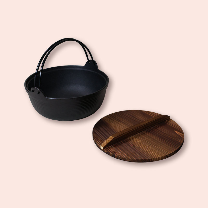 Iron Pot with Wooden Lid