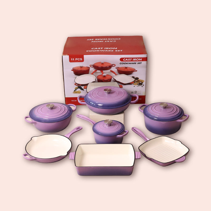 11pcs cast iron cookware set