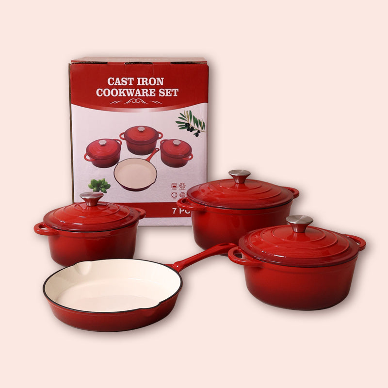 7pcs cast iron cookware set